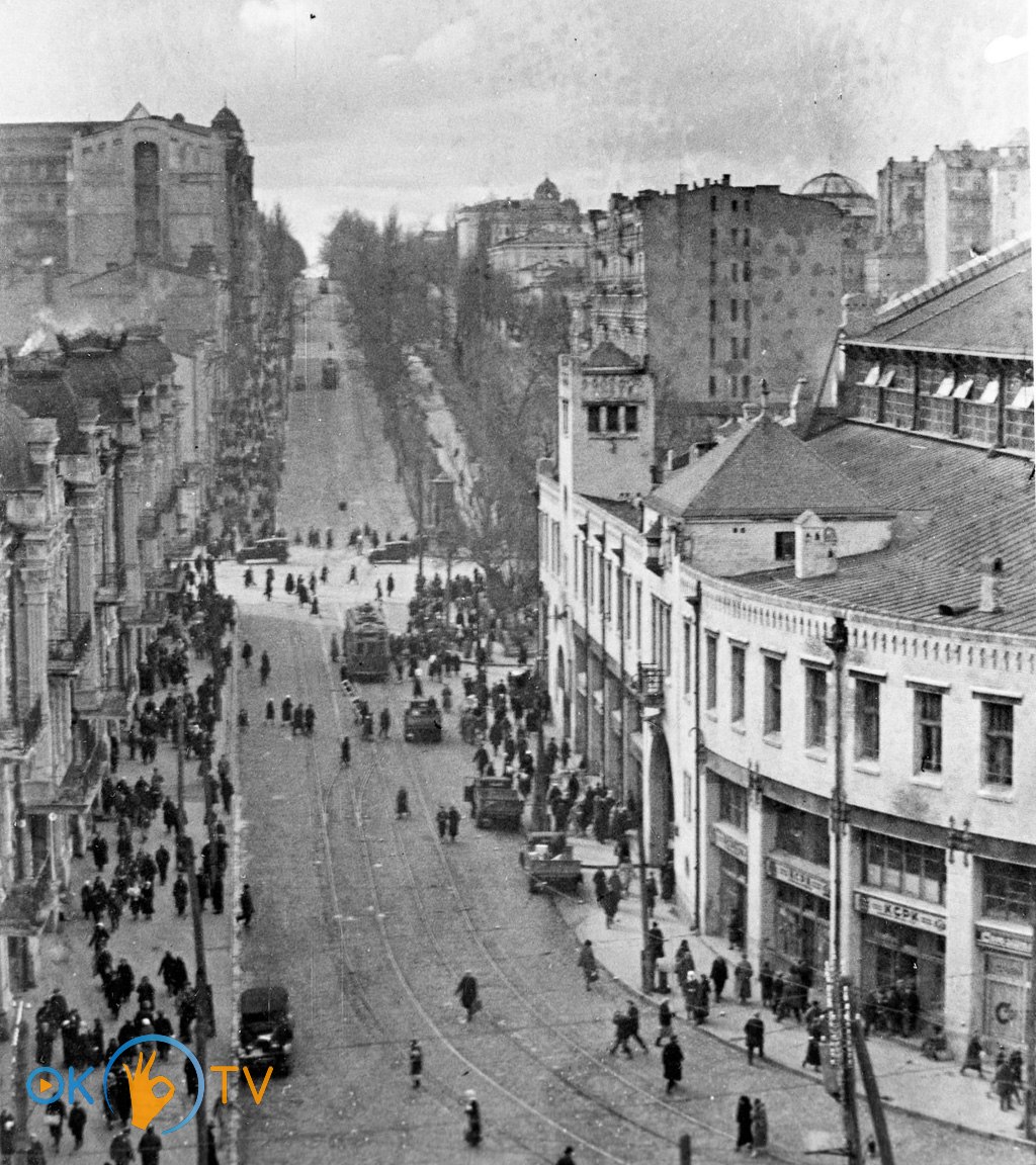 Трамвайный          маршрут          возле          Бессарабского          рынка.          1935          год