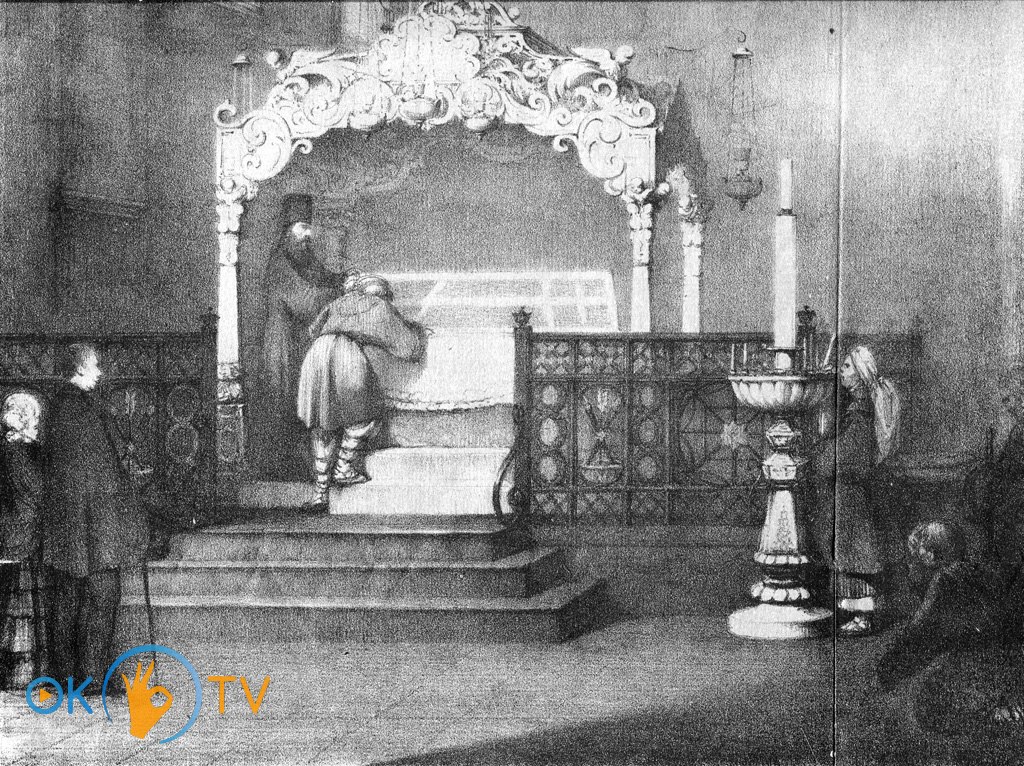 Поклоніння          мощам          св.          Варвари          в          Михайлівському          монастирі.          Середина          ХІХ          століття