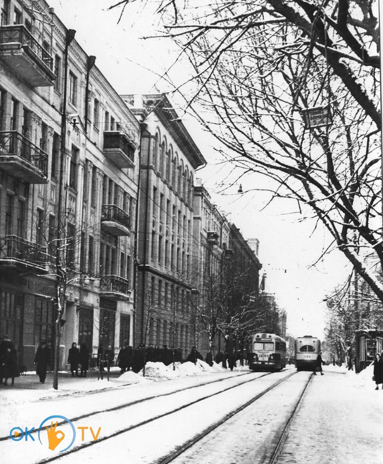 Трамвай          на          улице          Ворошилова.          1956          год