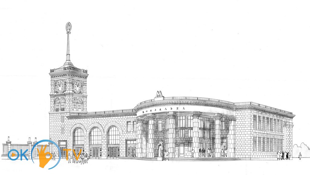Проект          комплексу          наземного          вестибюлю          станції          і          приміського          вокзалу